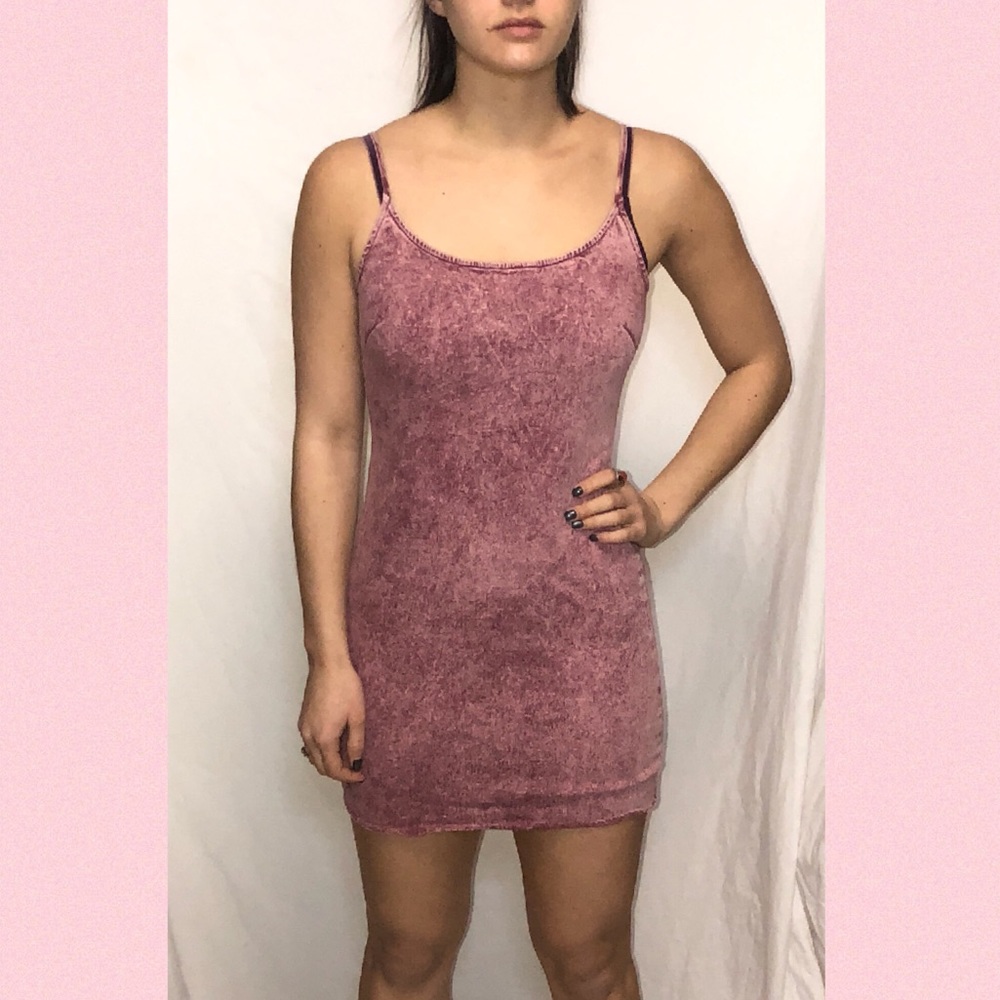 Faux pink denim dress